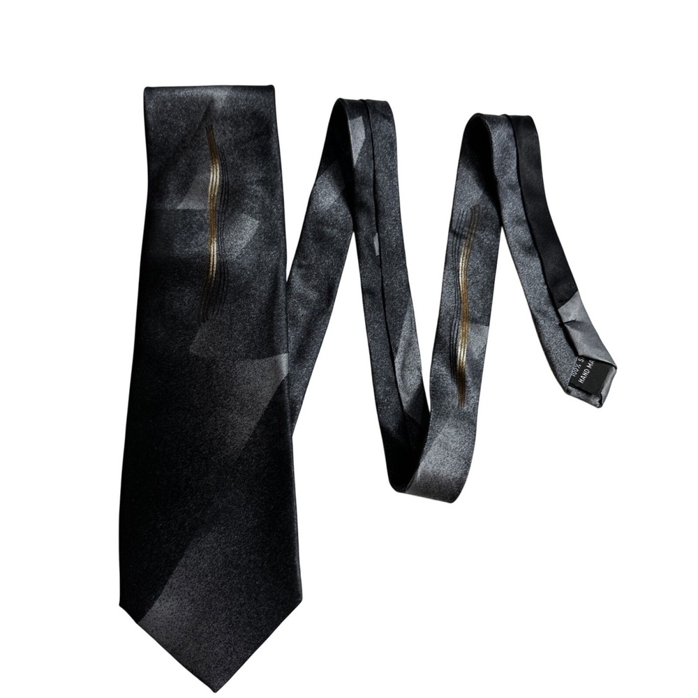 Roffe Accessories Men's Necktie‎ Tie Silk Black Purple Gray Stripe Vintage USA